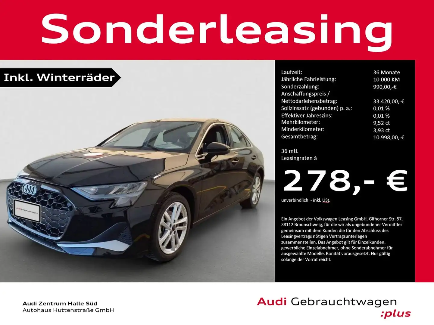 Audi A3 Limousine 35 TDI advanced LED NAVI+ VIRTUAL ACC Schwarz - 1