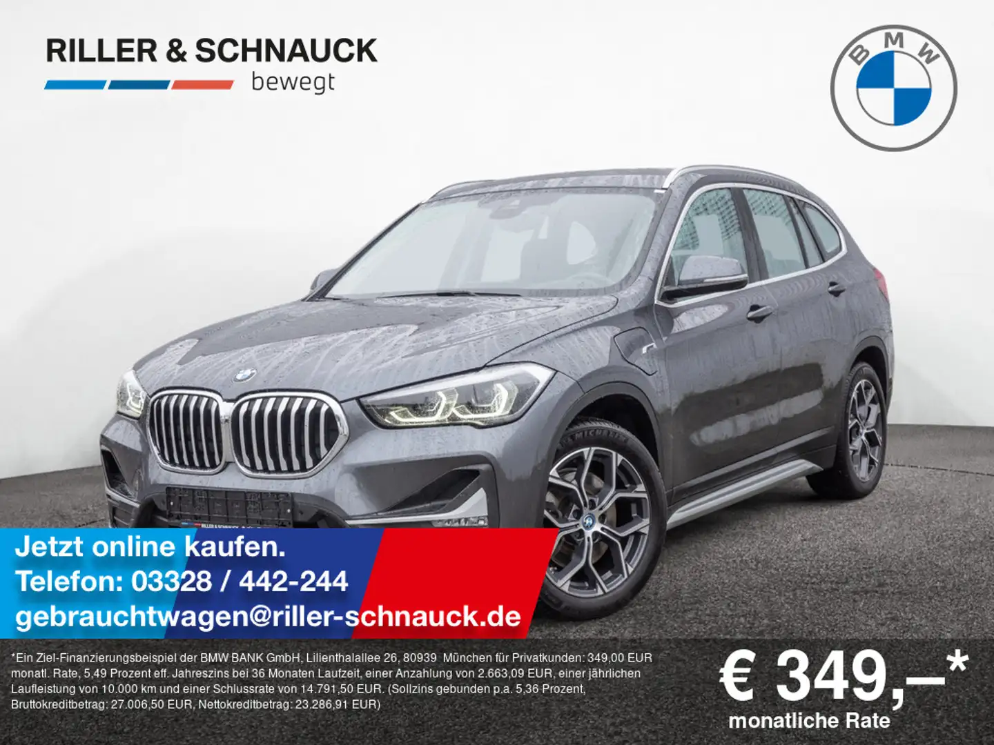 BMW X1 xDrive 25e X-Line LED+HUD+ACC+AHK+NAVI+KEY Grijs - 1