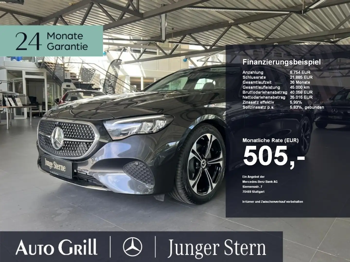 Mercedes-Benz E 220 T d Avantgarde Distronic Pano AHK 19Zoll Grijs - 1