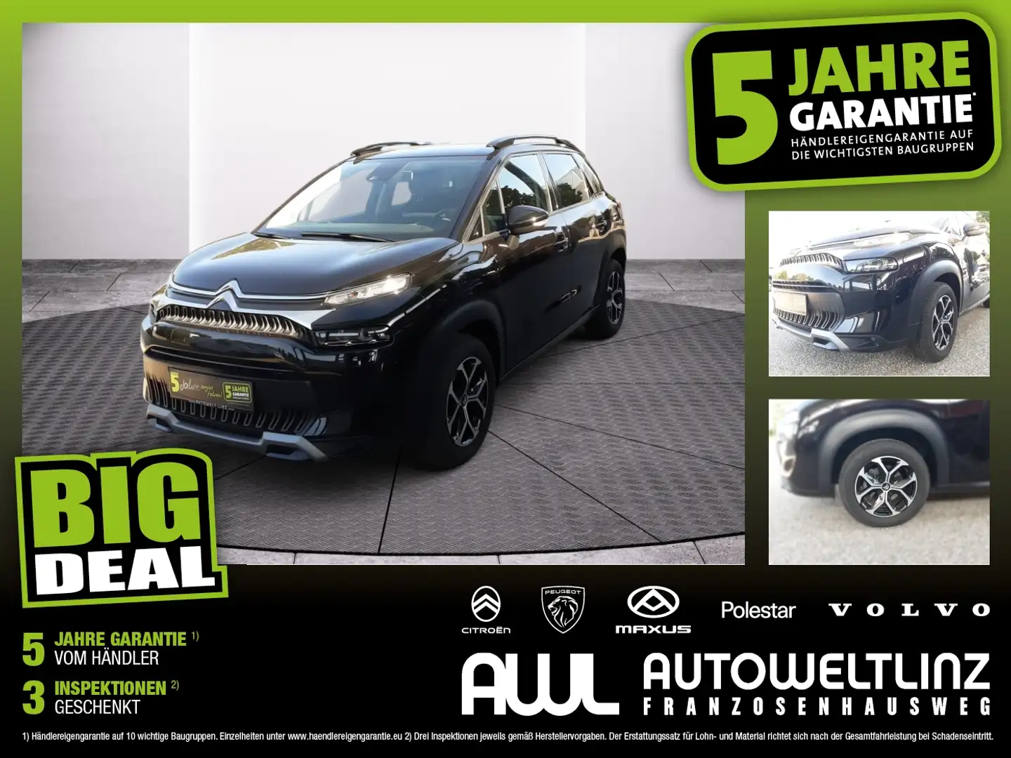 Citroen C3 Aircross PT 110 PLUS 8fach + LED + Nav Schwarz - 1