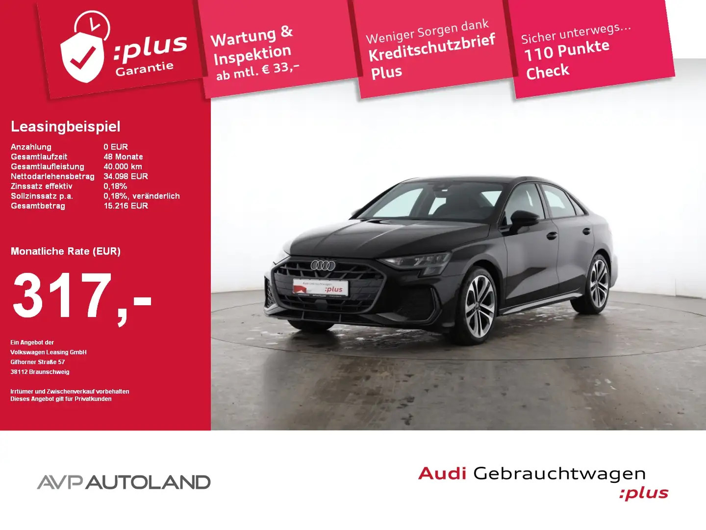 Audi A3 Limousine 35 TFSI S tronic S line Facelift Schwarz - 1