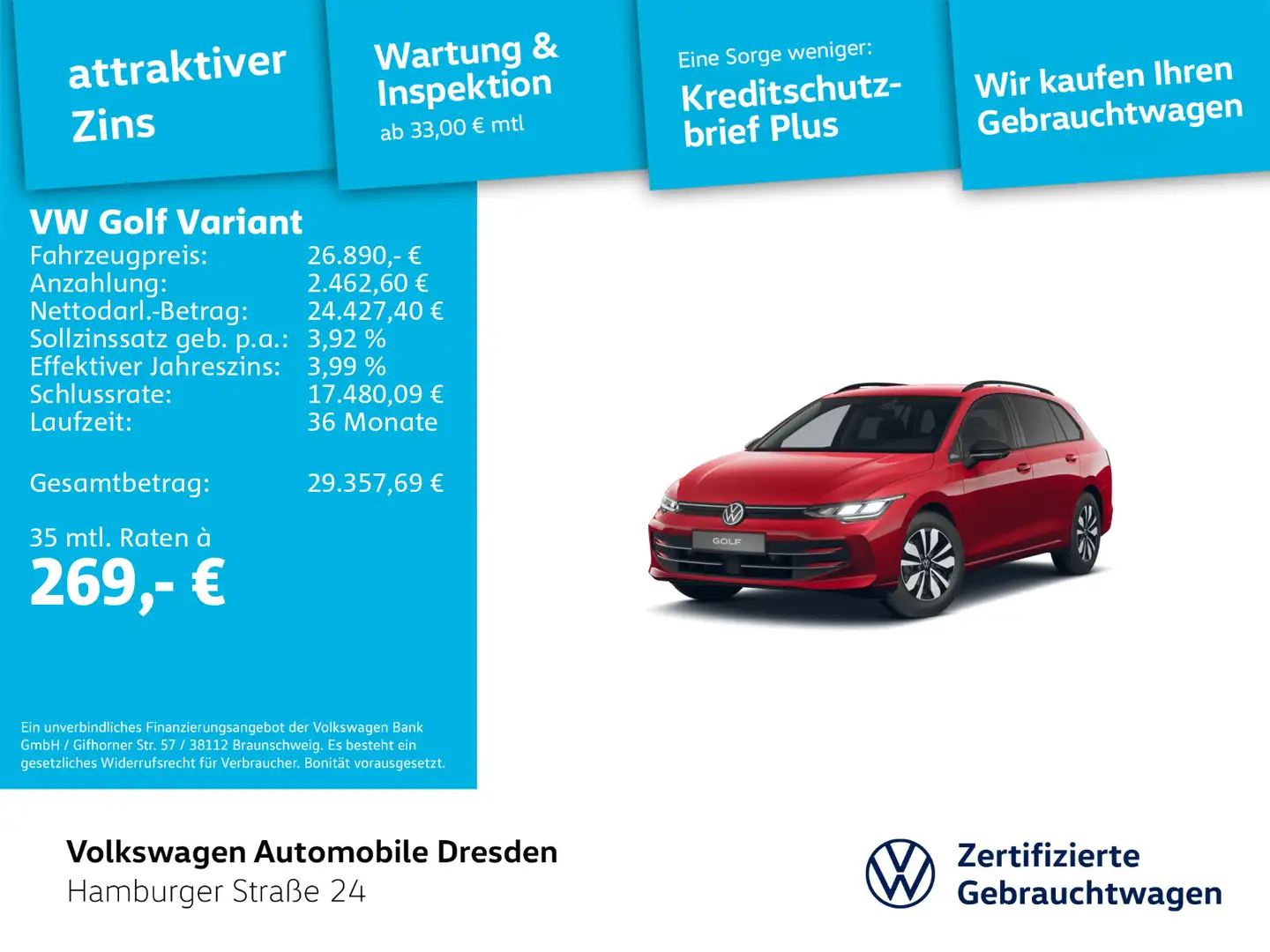 Volkswagen Golf Variant Golf VIII Variant GOAL 1.5 TSI Rouge - 1