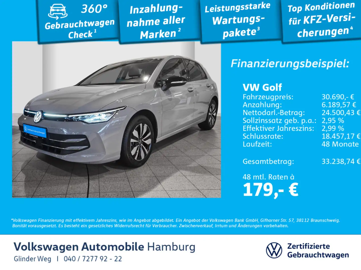 Volkswagen Golf 1.5 eTSI DSG AHK Ganzjahresreifen LED Grau - 1