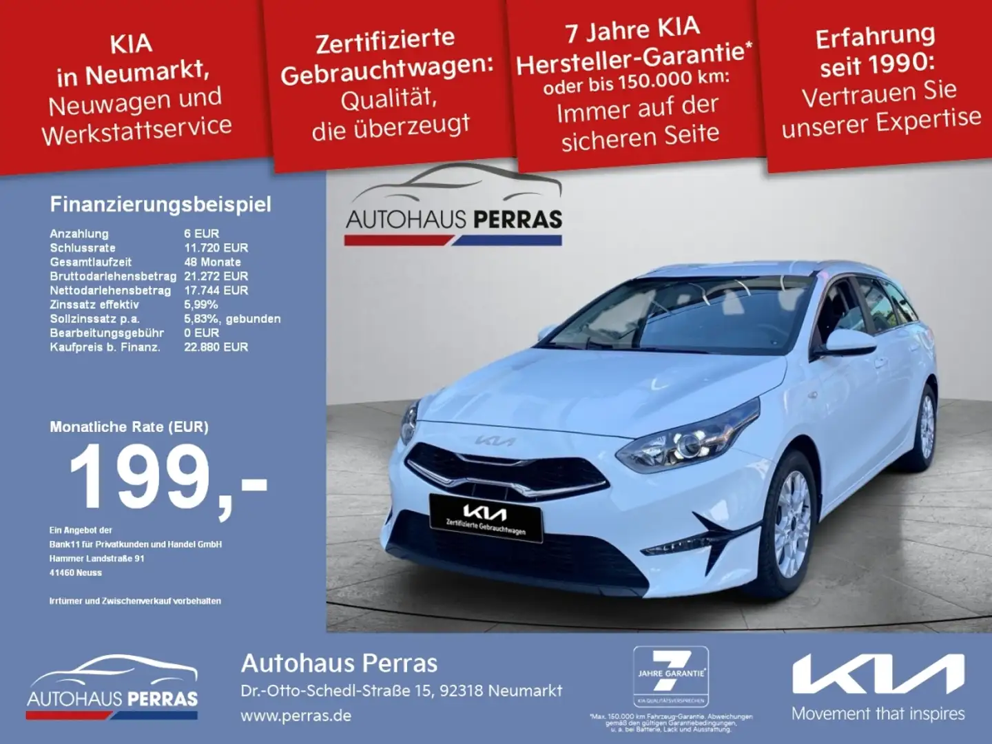 Kia Ceed SW / cee'd SW Ceed SW 1.5 T-GDI DCT7  Vision Navi Komfort+ ACC N Blanc - 1