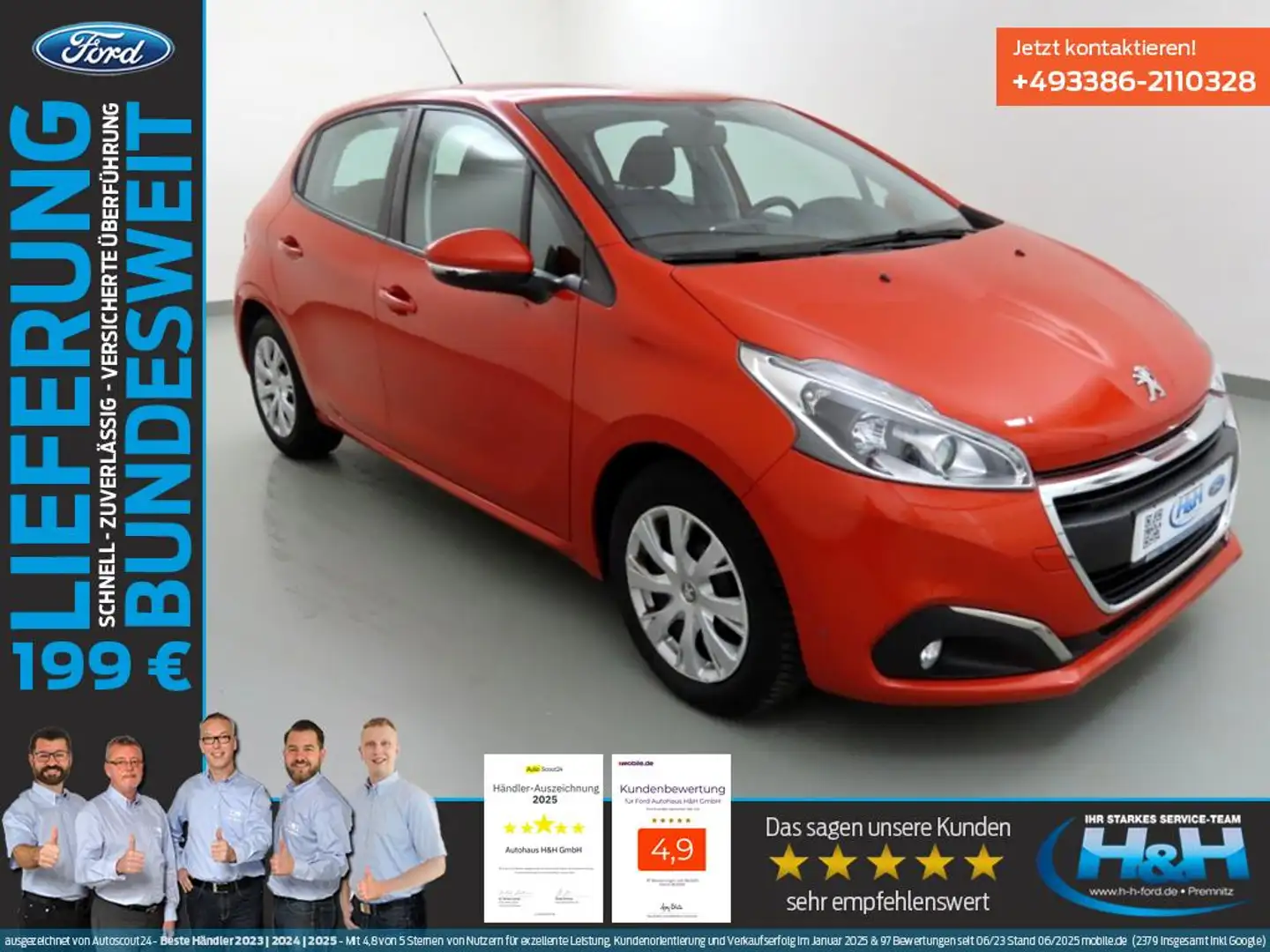 Peugeot 208 1.2 12V PureTech Active Tempomat+SHZ Orange - 1