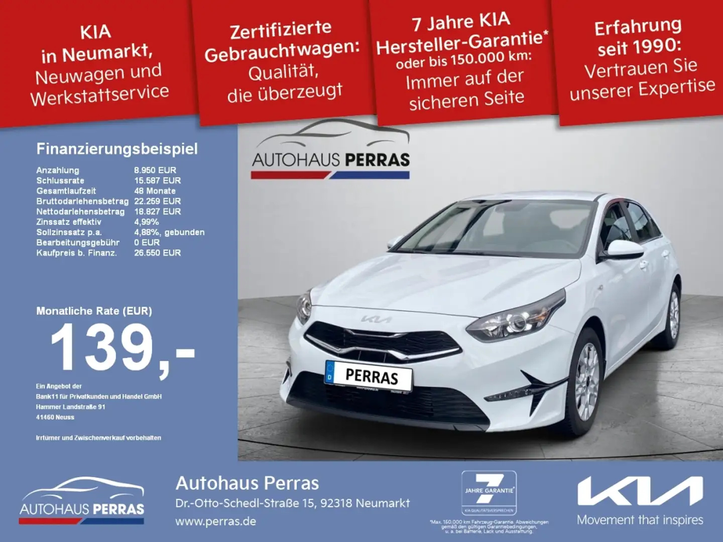 Kia Ceed / cee'd Ceed 1.6 CRDi 48V DCT7 Vision Komfort+ ACC Navi FL Weiß - 1