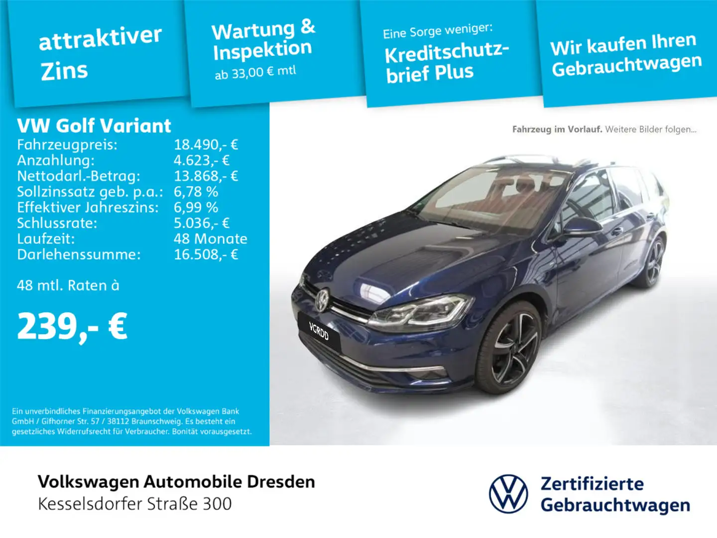Volkswagen Golf Variant Golf VII Variant 1.5 TSI DSG JOIN AHZV ACC LED N Blau - 1
