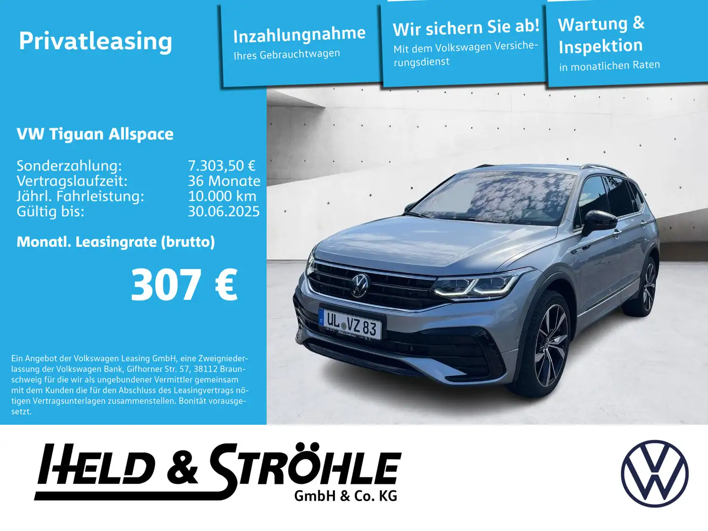 Volkswagen Tiguan Allspace R-Line Black 2.0 TDI DSG 4M AHK Silber - 1
