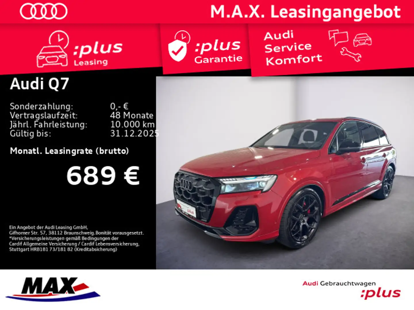 Audi Q7 50 TDI QUATTRO S LINE 7 SITZE+HD MATRIX+LUFT+ Rot - 1