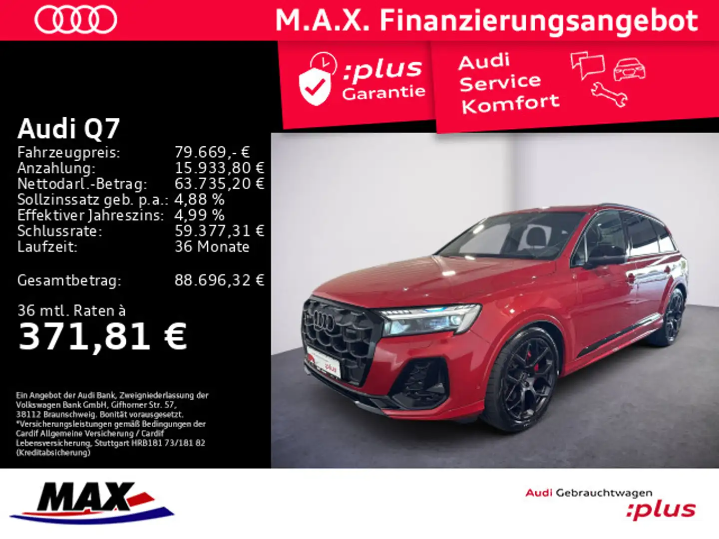 Audi Q7 50 TDI QUATTRO S LINE 7 SITZE+HD MATRIX+LUFT+ Rot - 1
