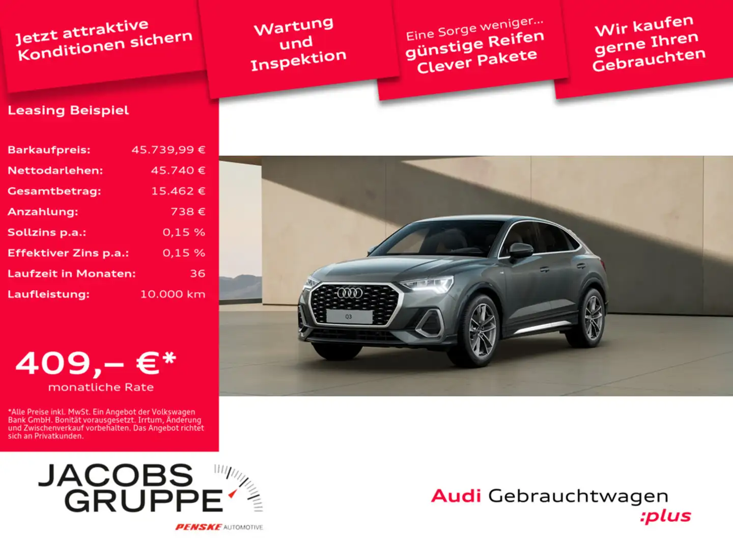 Audi Q3 Sportback 35 TFSI AHK/LED/NAVI 2x S line Grau - 1
