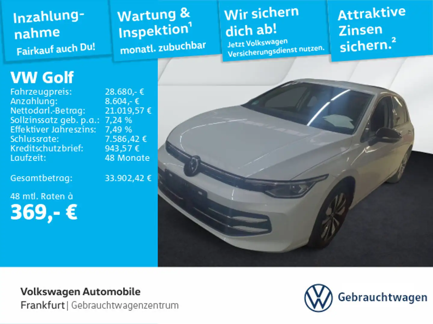 Volkswagen Golf VIII 2.0 TDI DSG Goal DAB+ LEDPlus Navi Fro Weiß - 1