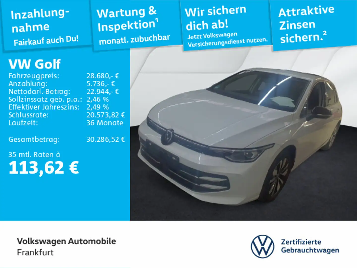 Volkswagen Golf VIII 2.0 TDI DSG Goal DAB+ LEDPlus Navi Fro Blanc - 1