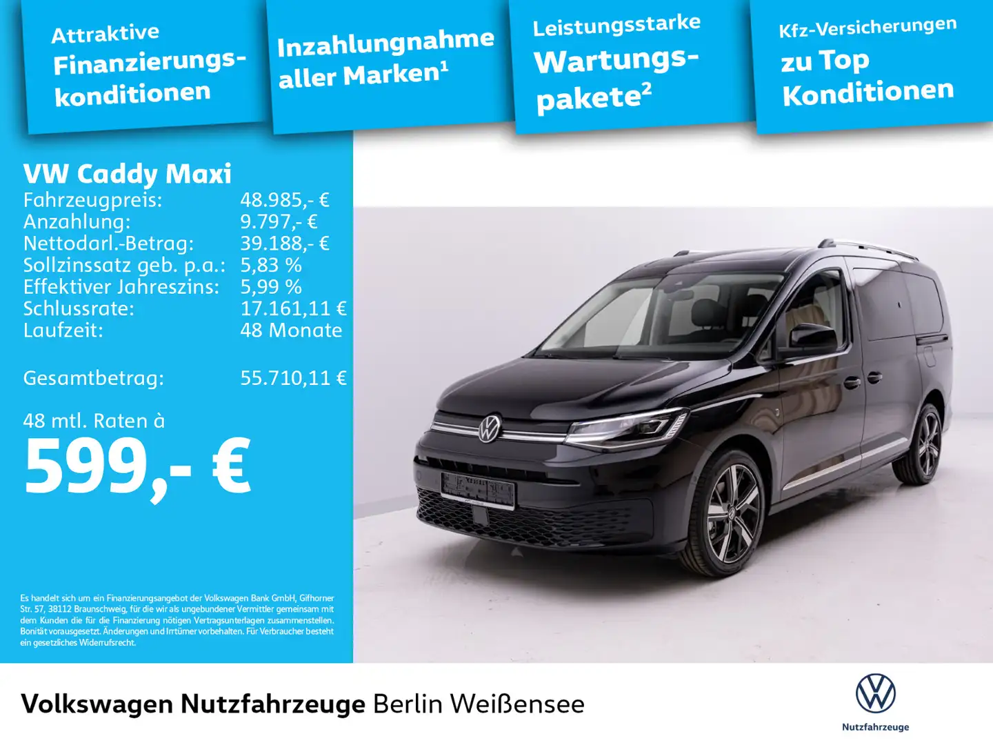 Volkswagen Caddy Style 1.5 TSI DSG*AHK*NAV*LED*7-SITZE Schwarz - 2