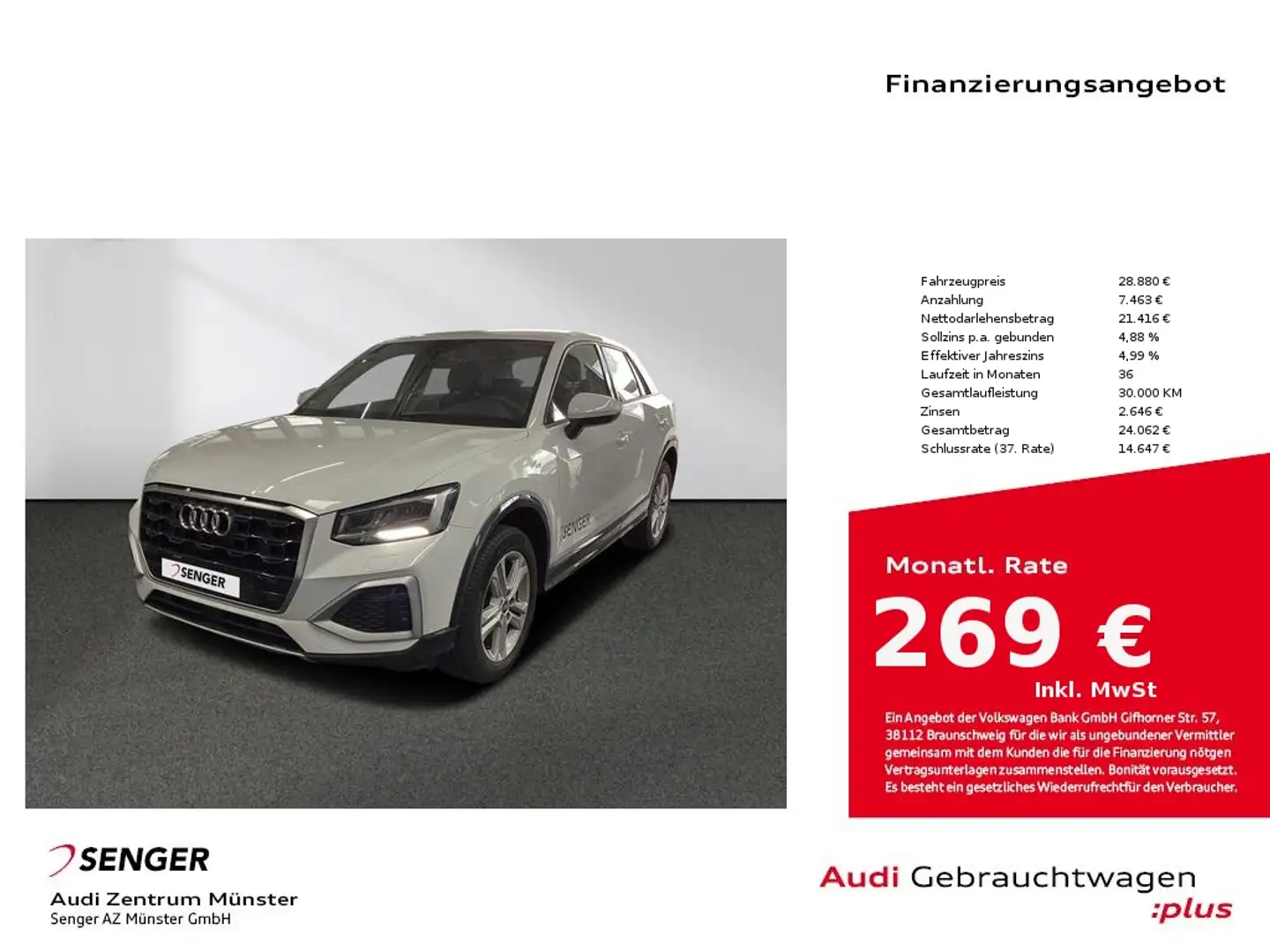 Audi Q2 30 TDI advanced S tronic DAB LED Shzg Navi Weiß - 1