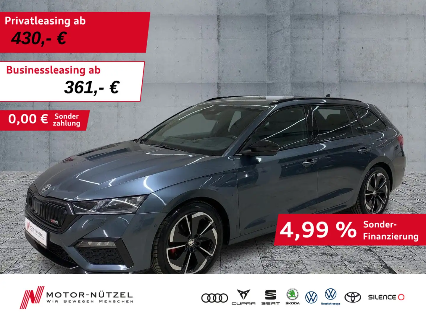 Skoda Octavia Combi RS 2.0 TDI DSG MATRIX+NAVI+ACC+AHK Grijs - 1