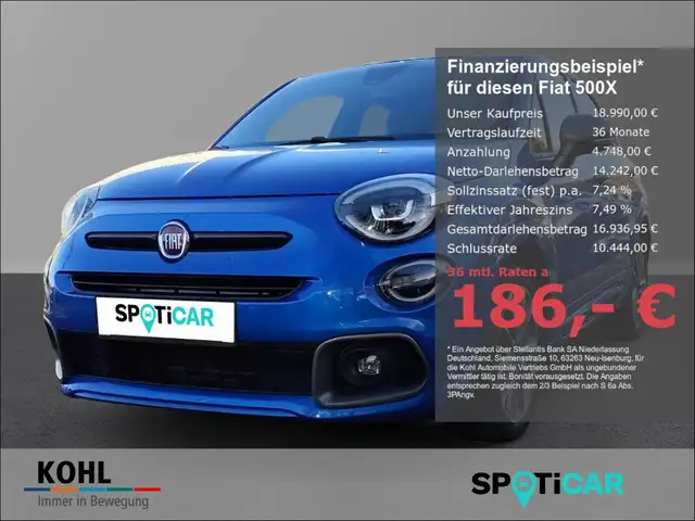 Fiat 500X Sport El. Panodach Klimaautom Temp Navi LED