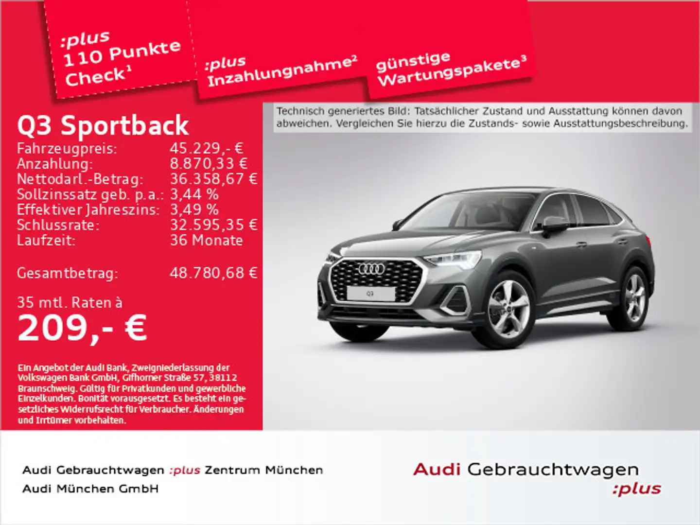 Audi Q3 35 TFSI S tronic S line AHK/Navi+/A Grau - 1