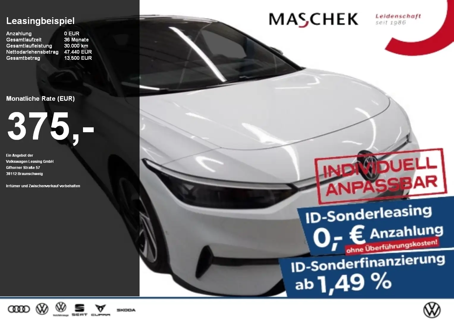 Volkswagen ID.7 Pro S Sonderleasing! AHK Navi Sitzh. IQLight Schwarz - 1
