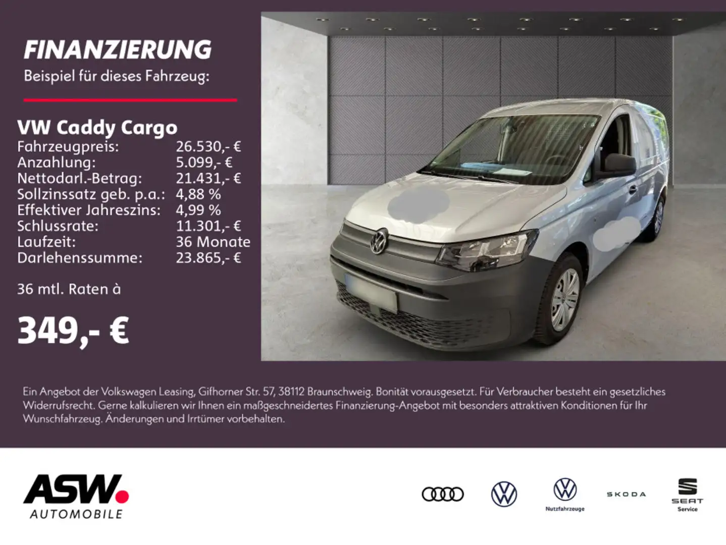 Volkswagen Caddy Maxi 2.0TDI Klima Navi PDC DAB+ Silber - 1