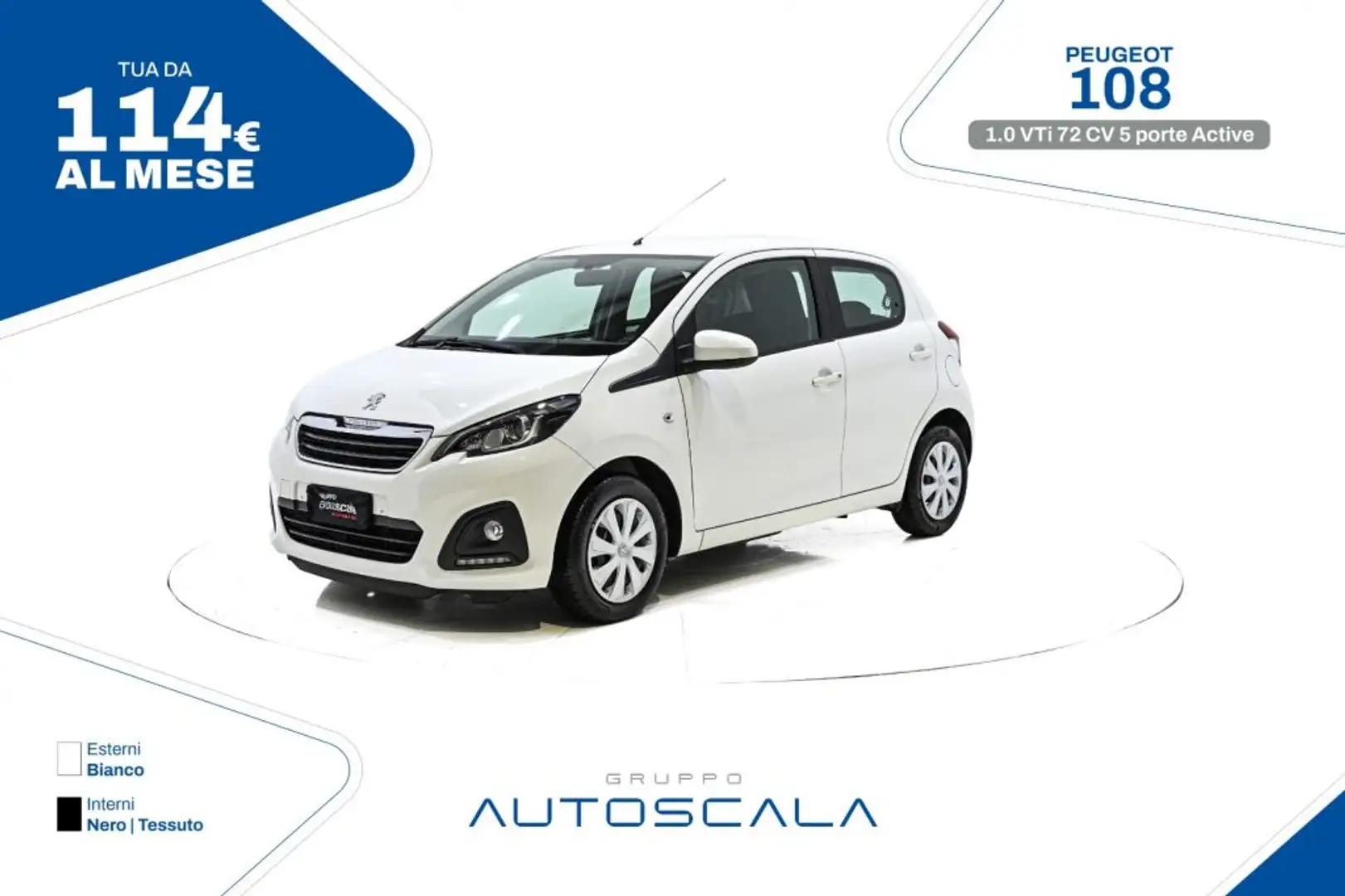 Peugeot 108 1.0 VTi 72cv 5 porte Active Bianco - 1