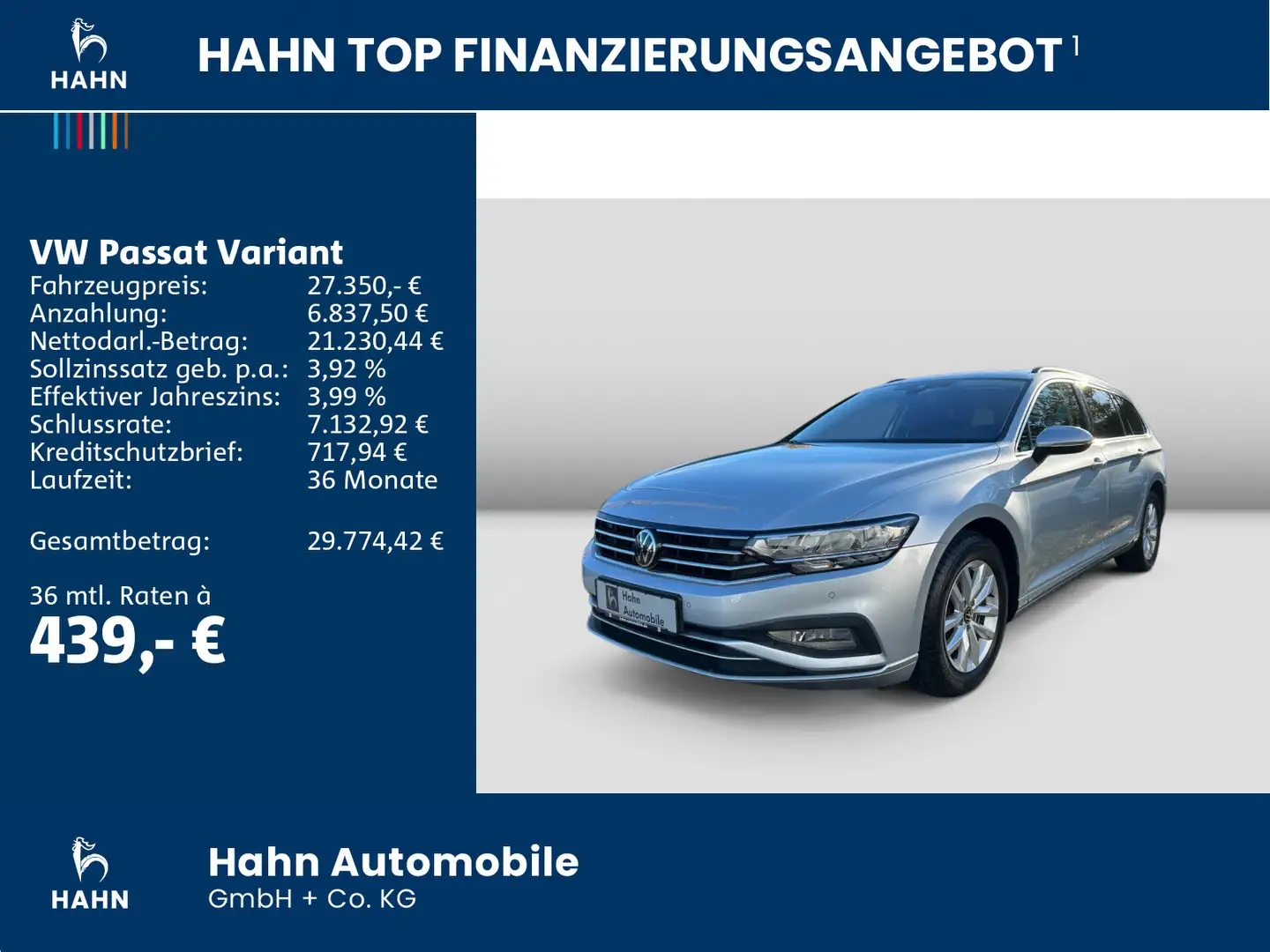 Volkswagen Passat Variant 2.0TDI DSG Business Navi Pano AHK Silber - 2