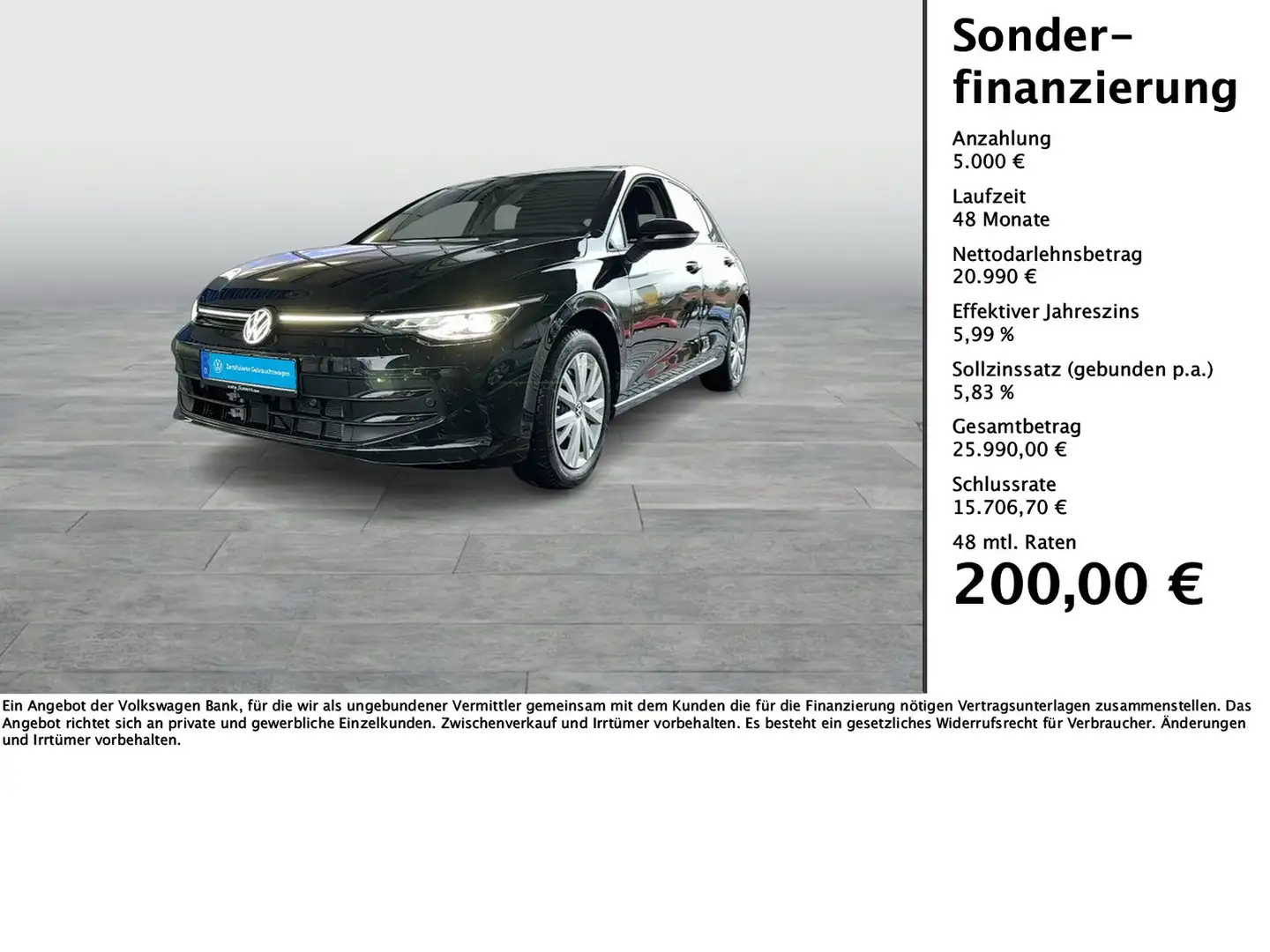 Volkswagen Golf Life 1.5 TSI LED+ACC+PDC+SITZHZG+LM-Felgen Schwarz - 1
