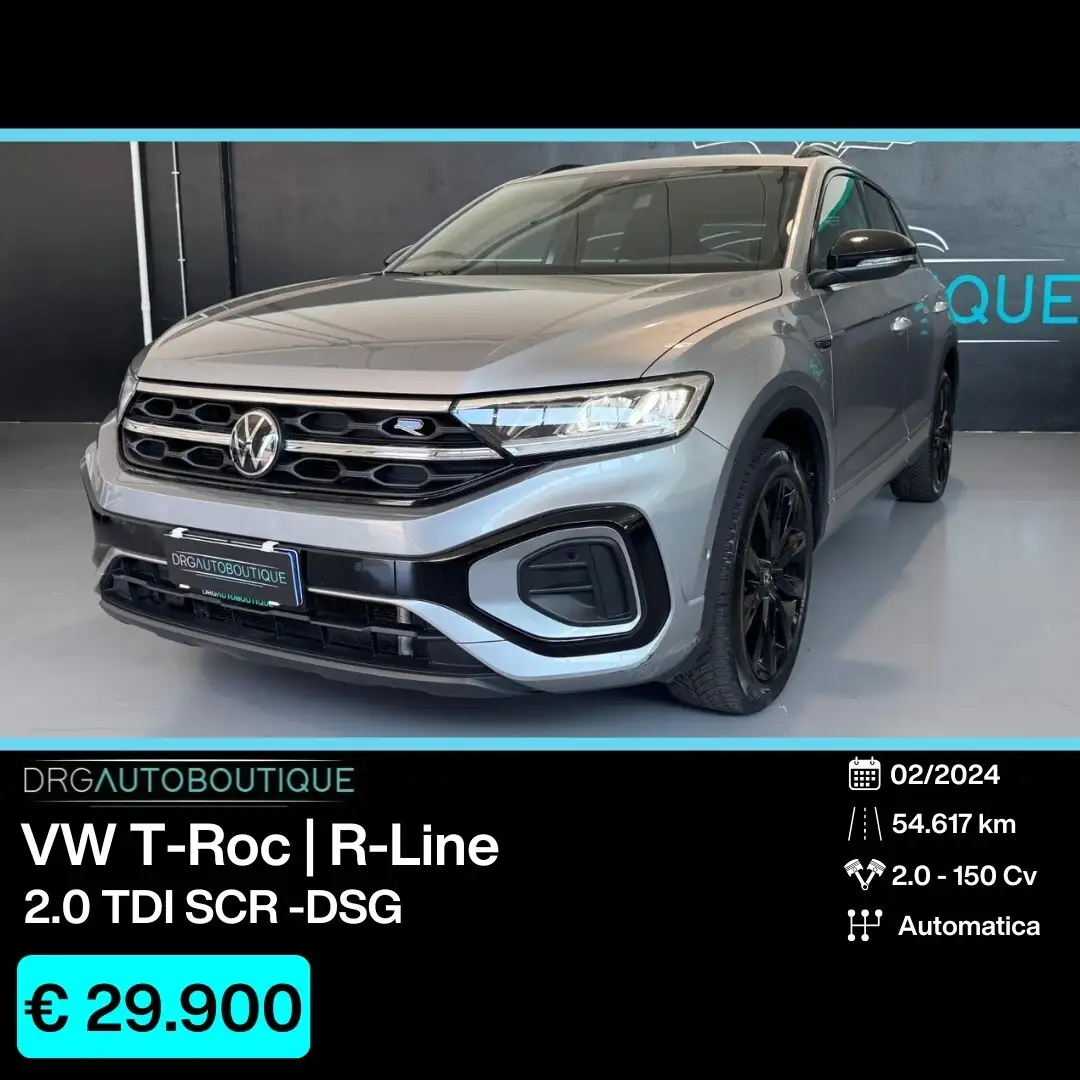 Volkswagen T-Roc 2.0 TDI SCR 150 CV DSG R-Line Gris - 1