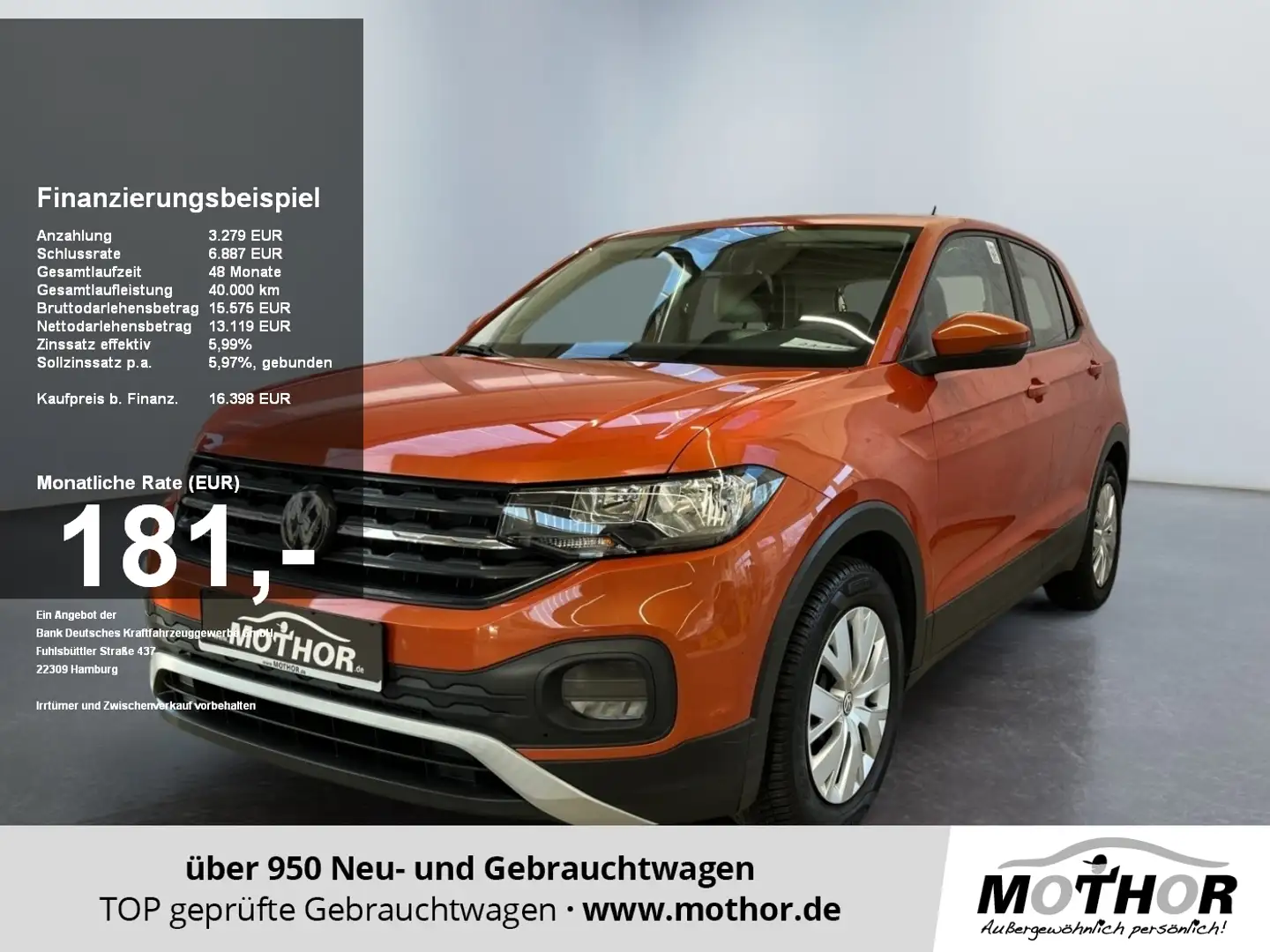 Volkswagen T-Cross Basis 1.0 TSI Auspark-Assistent Orange - 1