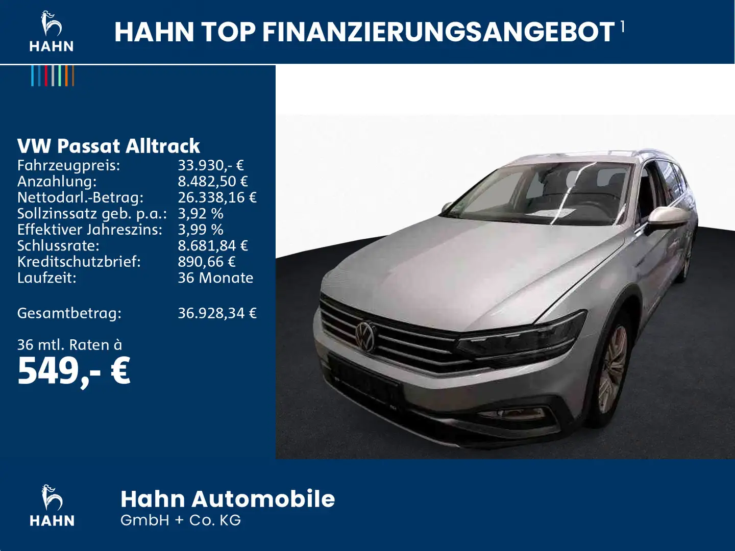 Volkswagen Passat Alltrack 2.0TDI DSG 4Mo 360° AHK Standh Silber - 2