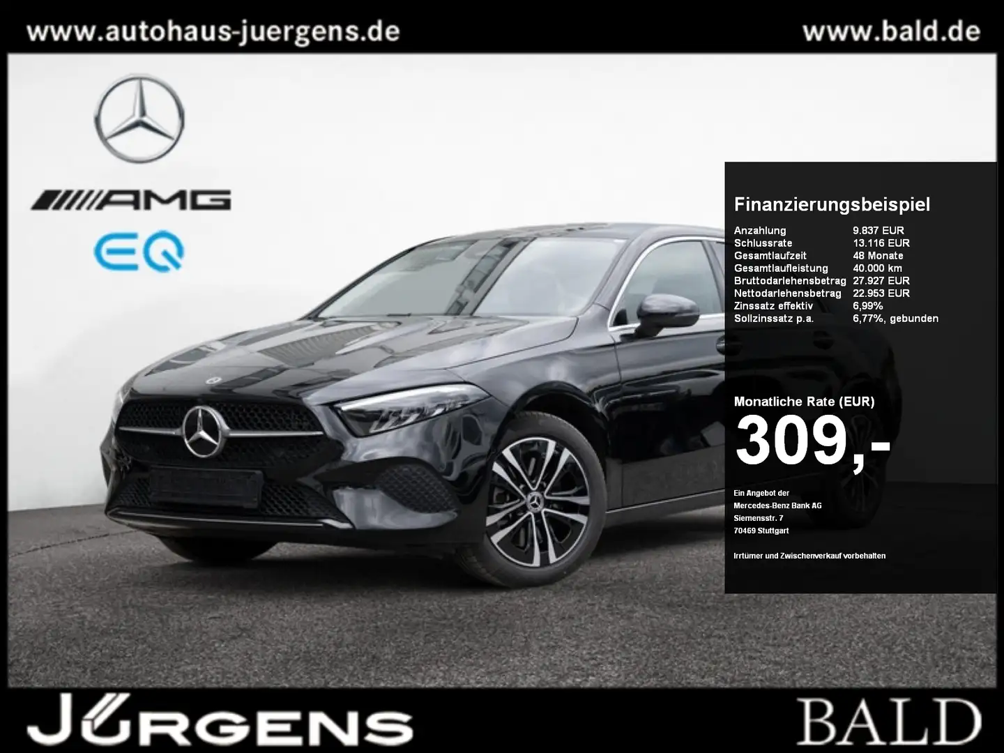 Mercedes-Benz A 250 e Limo Progressive/LED/Cam/Pano/Distr/17' Negru - 1