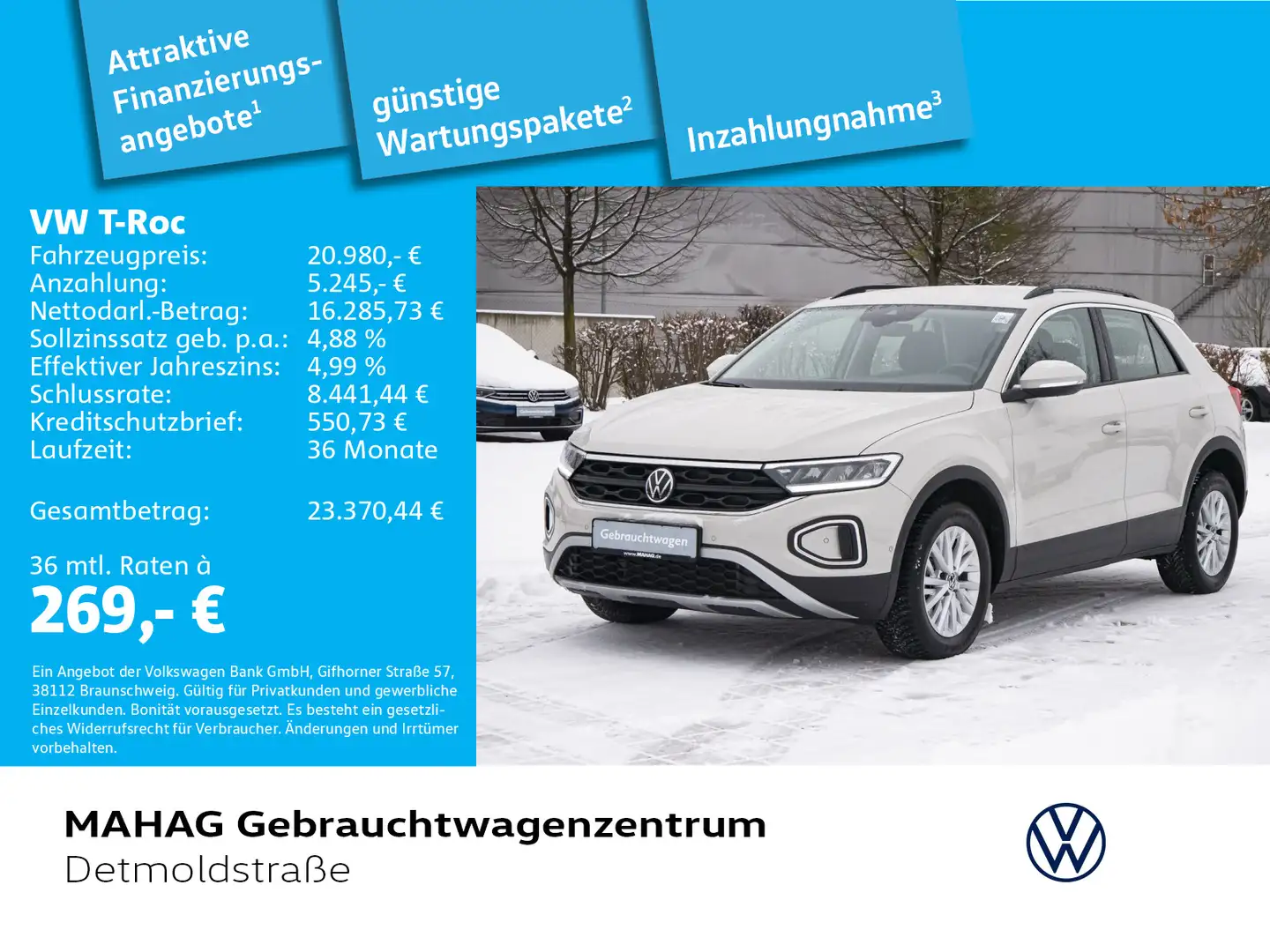 Volkswagen T-Roc Life 1.0 TSI LED Navi AppConnect ParkAssis Grau - 1