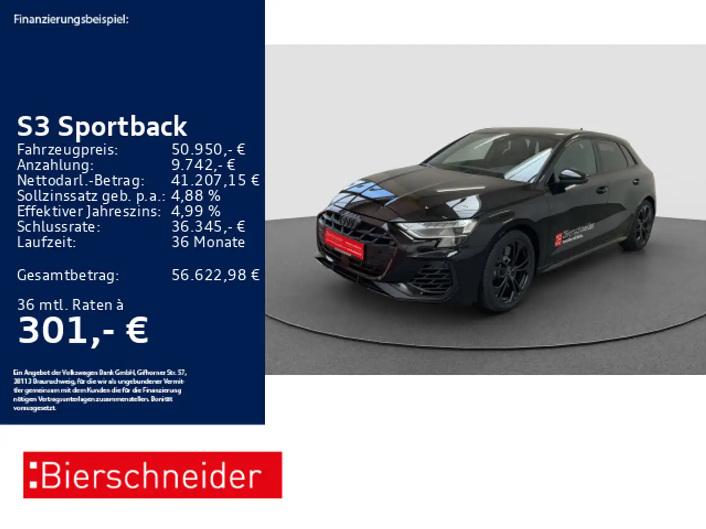 Audi S3 TFSI qu PANO SONOS HuD CAM ACC Schwarz - 1