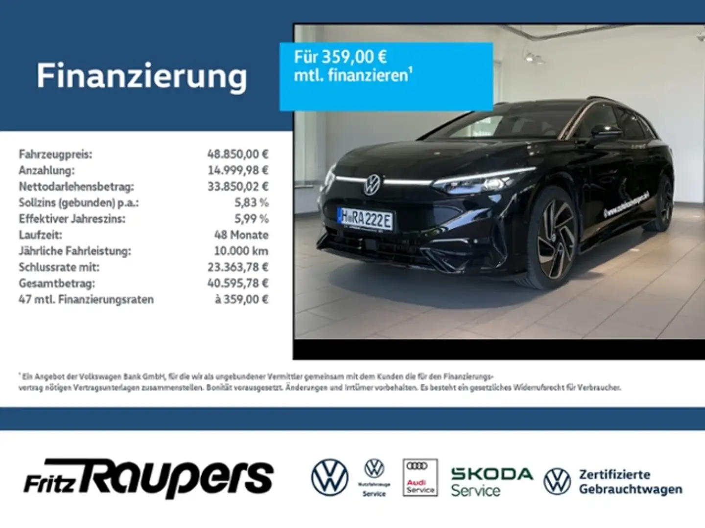 Volkswagen ID.7 Tourer Pro +AHK+360°KAMERA+CCS Schwarz - 1