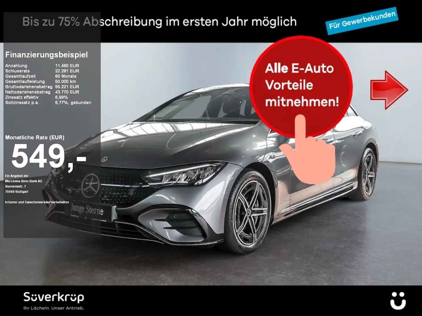 Mercedes-Benz EQE 500 4M , BURM AMG SPUR PANO KAMERA PDC SHZ Grau - 1