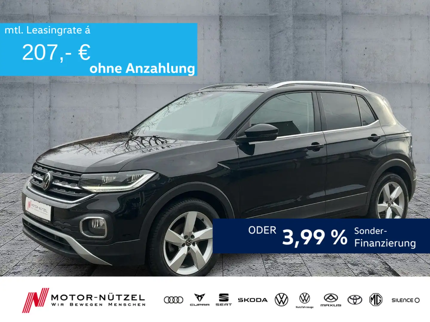 Volkswagen T-Cross 1.0 TSI STYLE LED+NAV+ACC+SHZ+PDC+NSW+VC Schwarz - 1