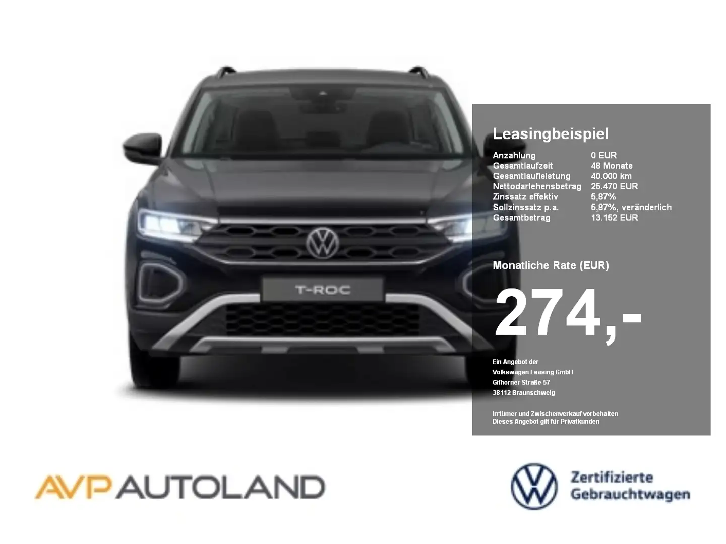 Volkswagen T-Roc 1.0 TSI Life | AHK | NAVI | AHK | SITZH. | Schwarz - 1