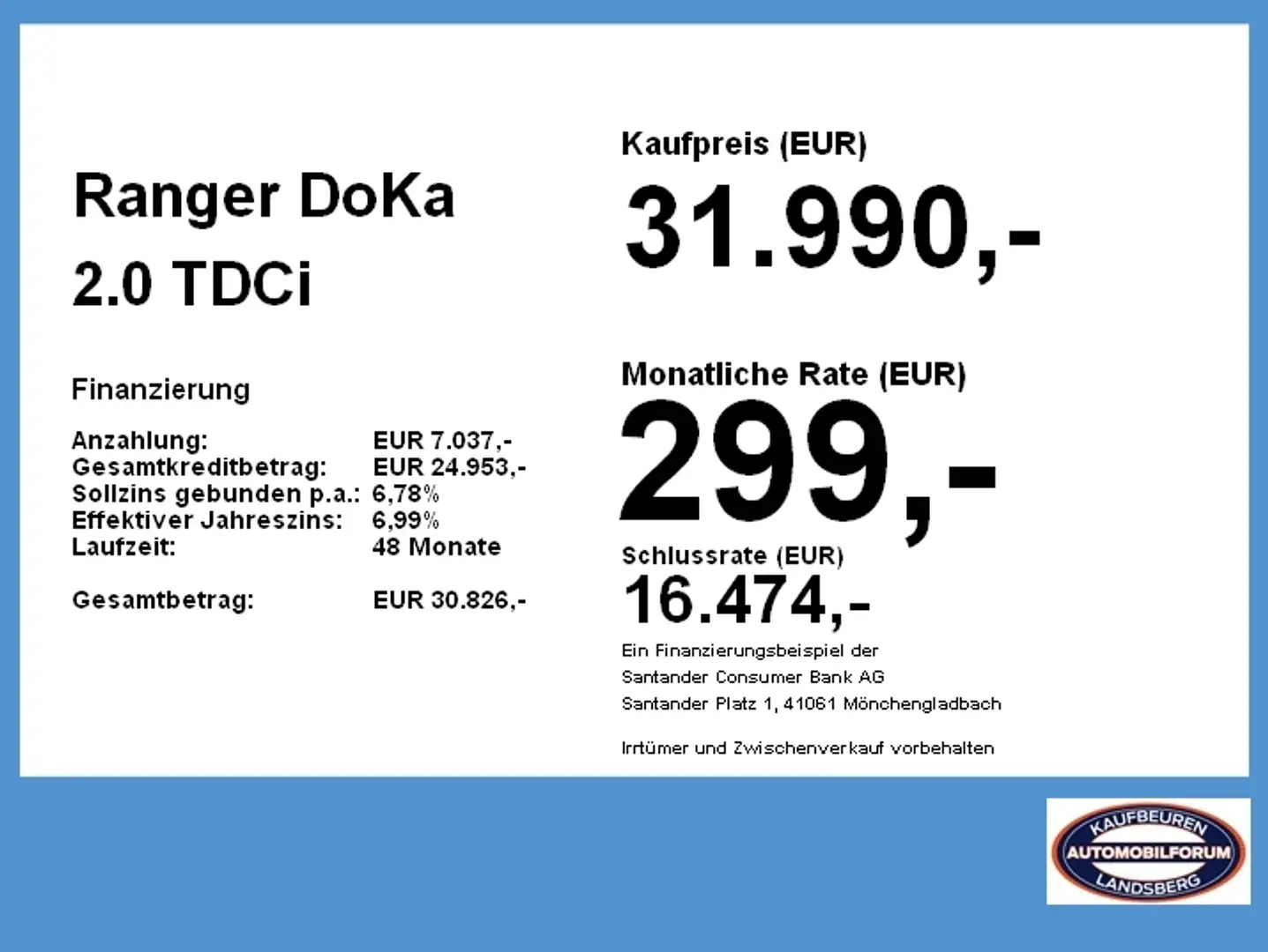 Ford Ranger DoKa 2.0 TDCi Panther Hardtop LED RFK AHK Schwarz - 2