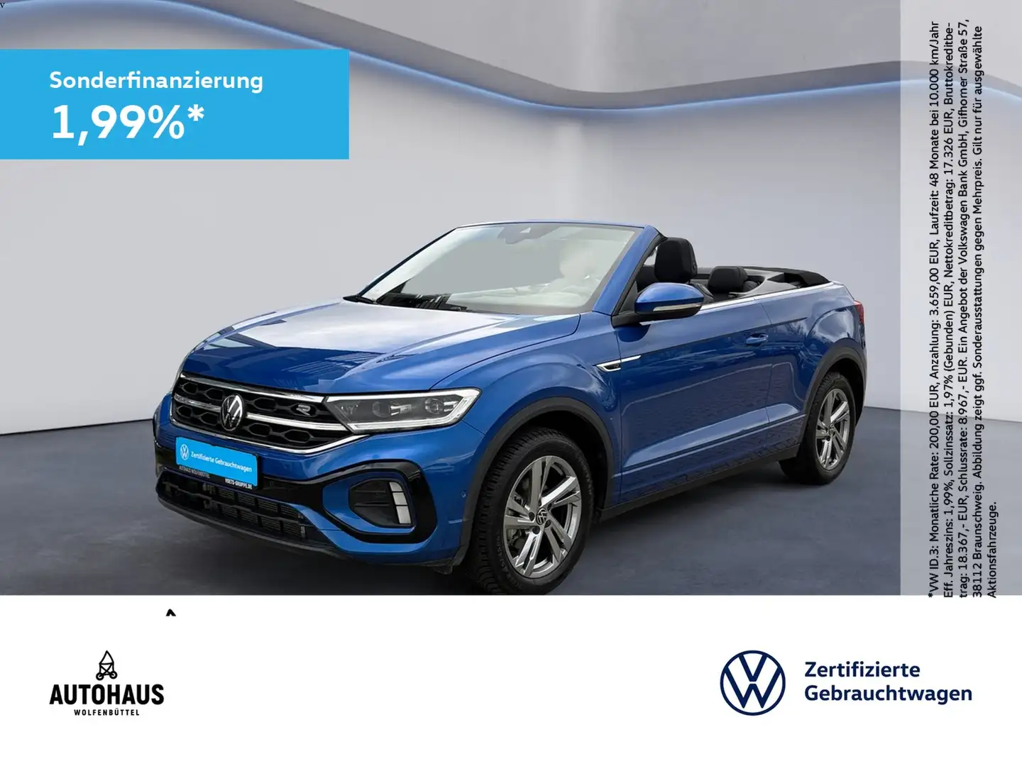 Volkswagen T-Roc Cabriolet R-Line 1.5 TSI DSG KAMERA NAV Blau - 1