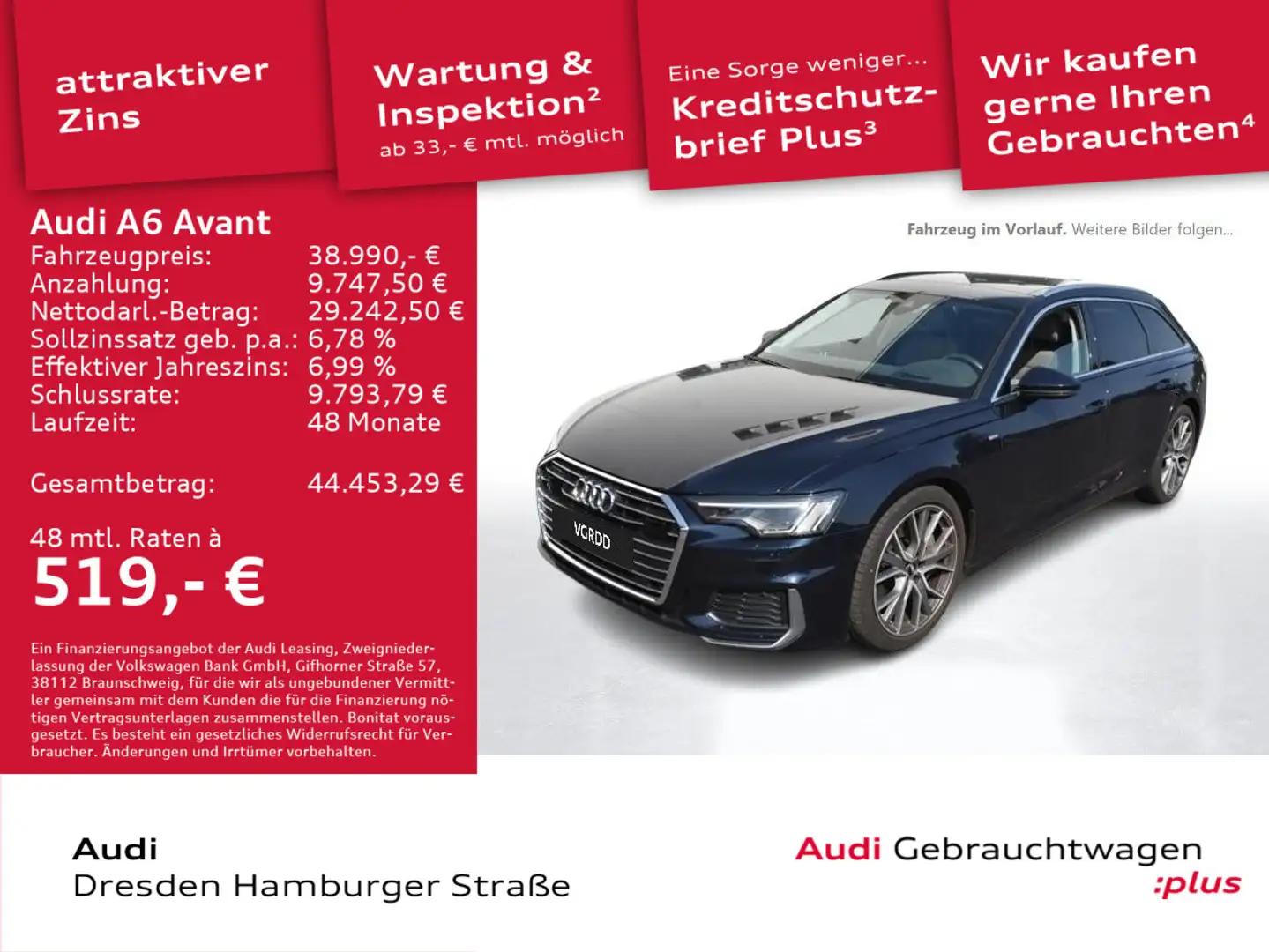 Audi A6 55TFSI Design qua. S line Sthz.Pano AHZ Blau - 1