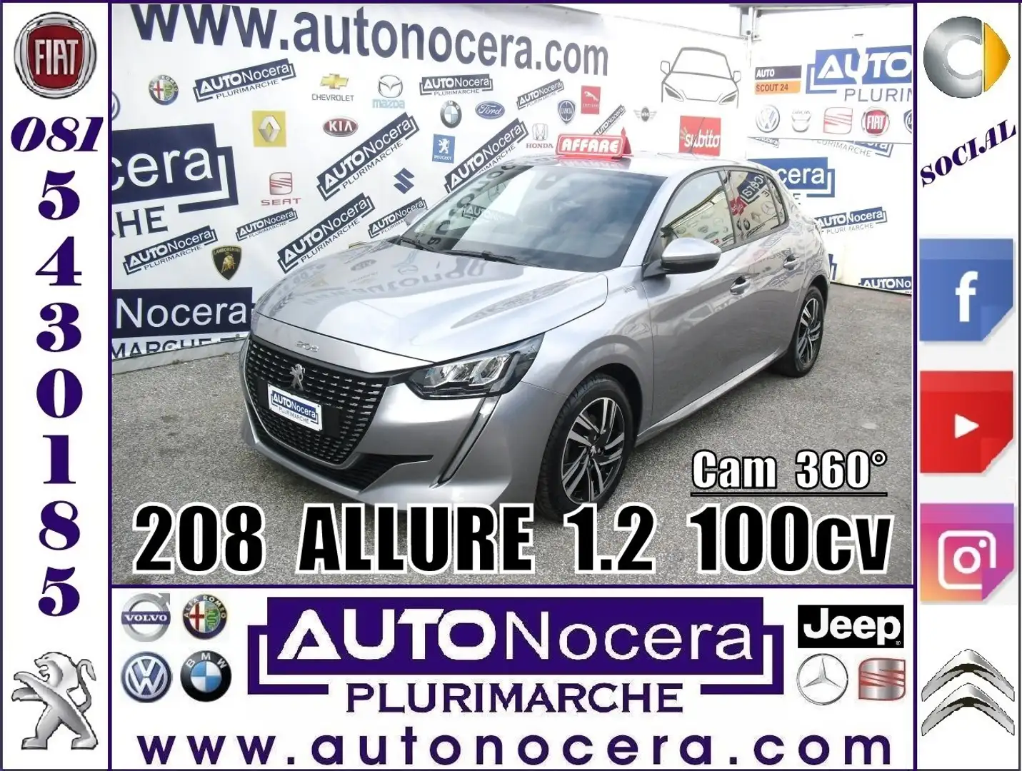 Peugeot 208 1.2 PureTech 100cv ALLURE - Cam 360° Silver - 1