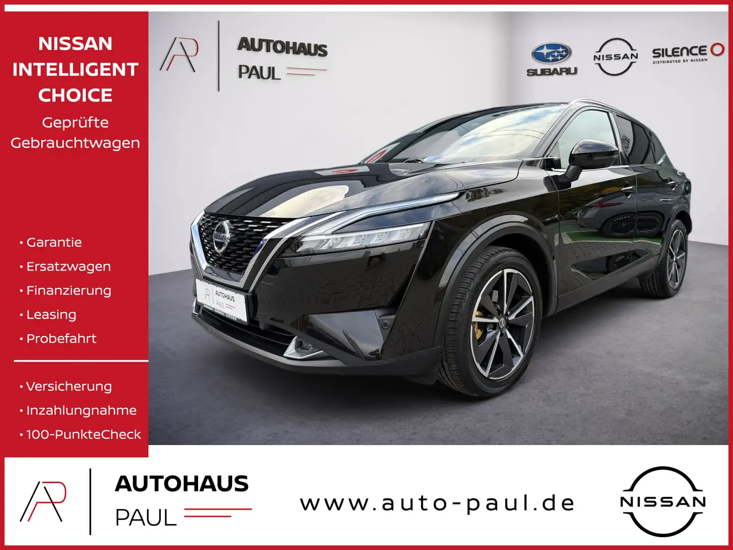Nissan Qashqai 1.3 DIG-T Tekna+, Leder, Bose, Pano, AHK Schwarz - 1