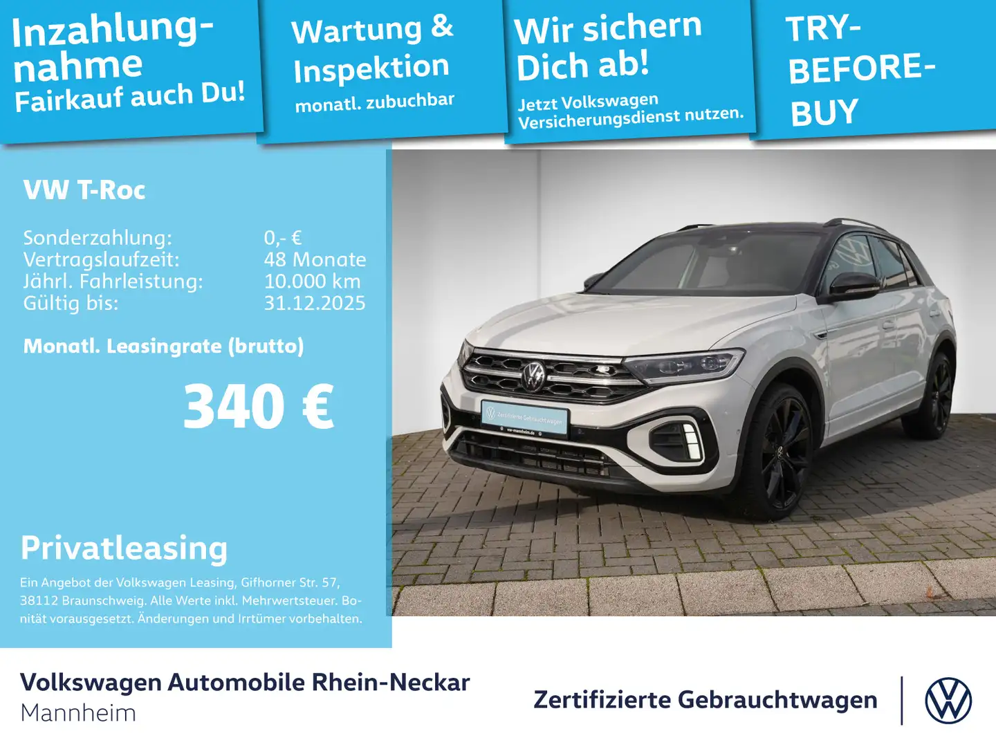 Volkswagen T-Roc 1.5 TSI R-Line DSG Navi Kamera LED uvm Weiß - 1