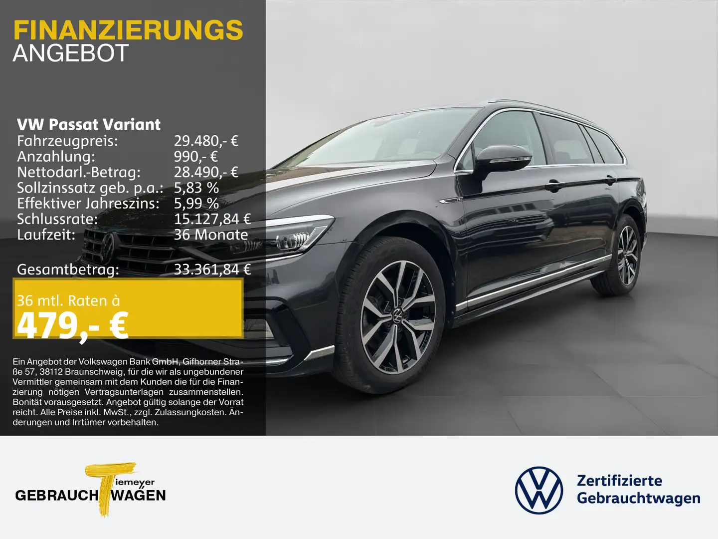 Volkswagen Passat Variant 2.0 TDI R-LINE MATRIX PANO AHK Grau - 1