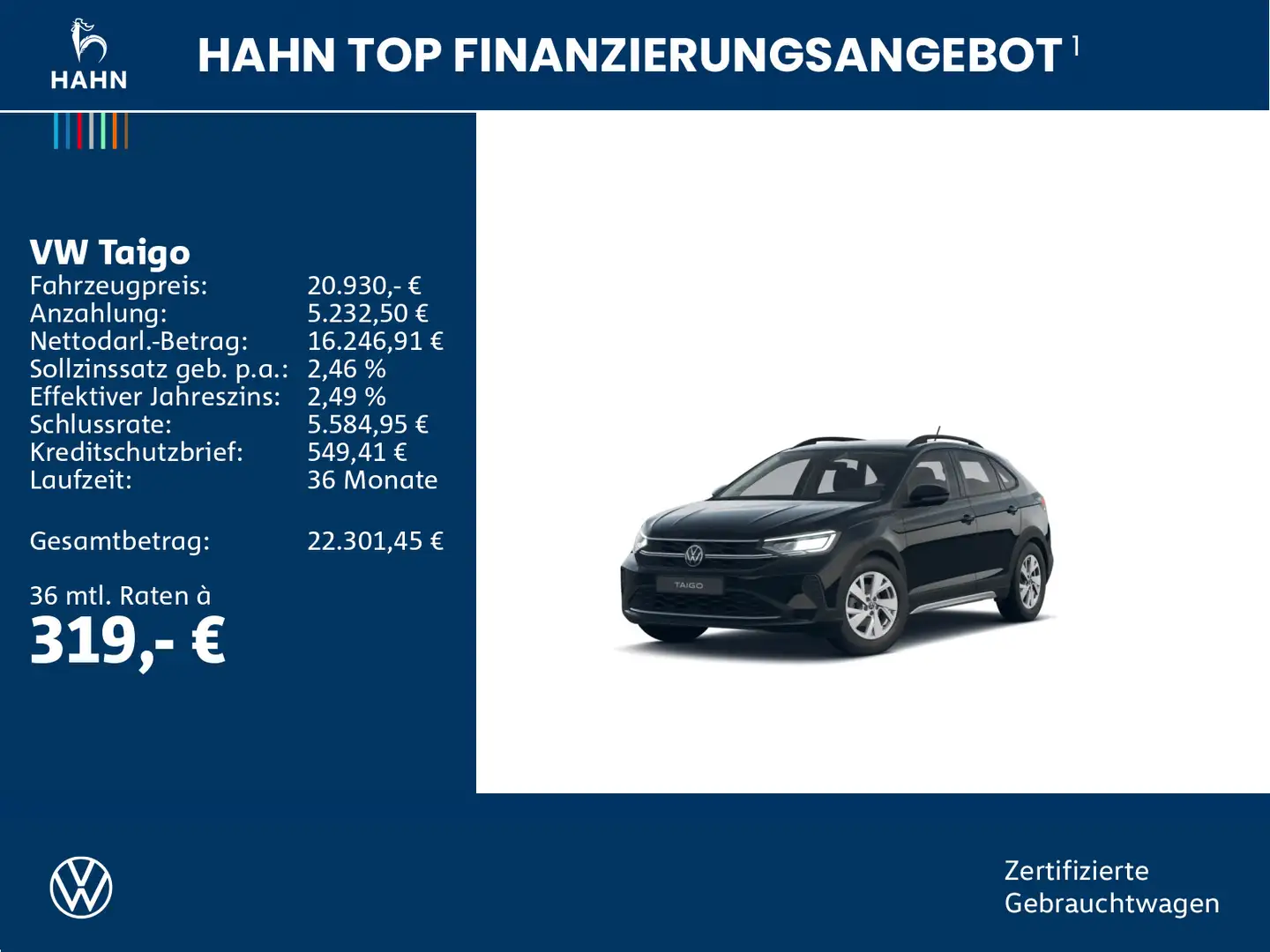 Volkswagen Taigo 1.0TSI Life LED Navi APP CAM Sitzhzg DAB Schwarz - 2