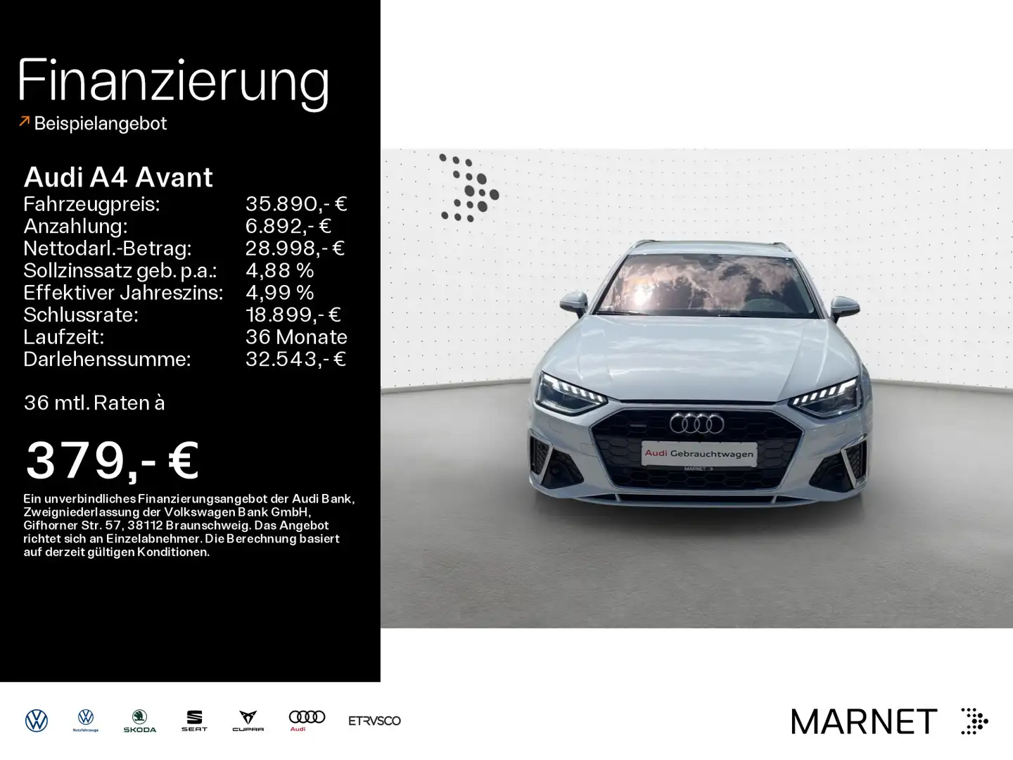 Audi A4 40 TDI quattro S line*Navi*Matrix*Alu*A Weiß - 1