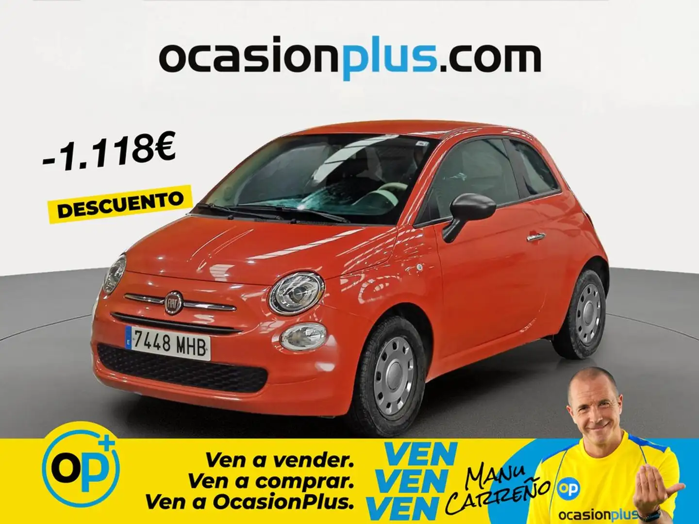 Fiat 500 1.0 Hybrid Cult 52kW Naranja - 1