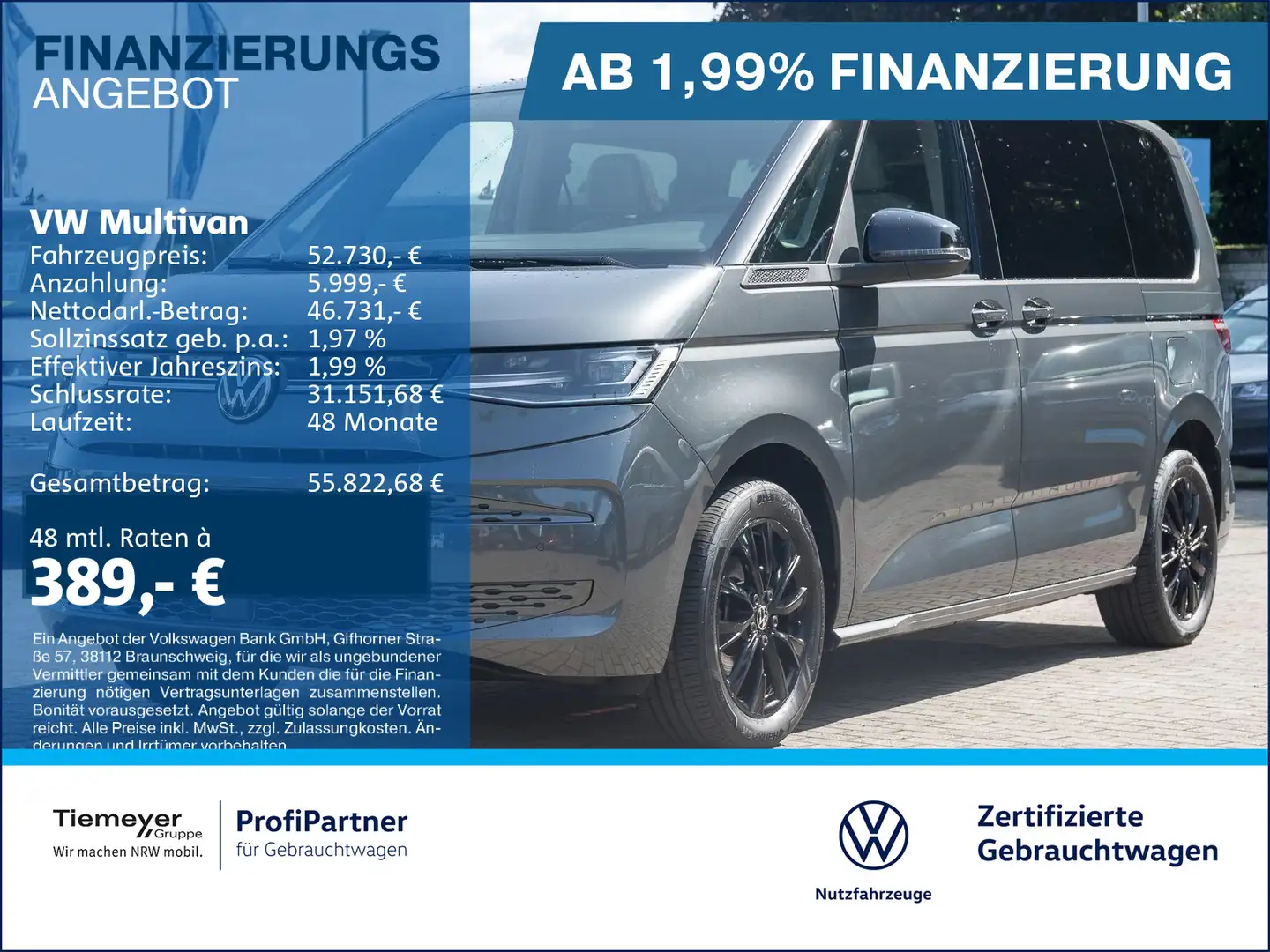 Volkswagen T7 Multivan T7 Multivan TDI LIFE VIS-A-VIS PANO ST.HEIZ ACC Grau - 1