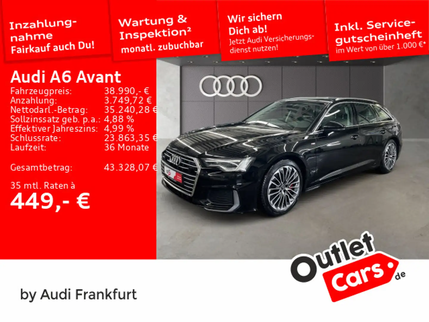 Audi A6 TFSI e Sport MatrixLED AHK ACC HuD Pano Schwarz - 1