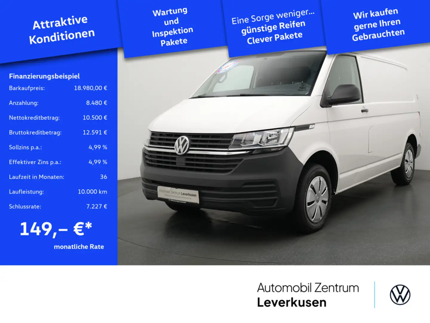 Volkswagen T6.1 Transporter Kasten KAM PDC KLIMA PORT NA Blanc - 1
